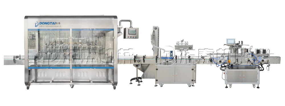 食用油灌装旋盖贴标生产线